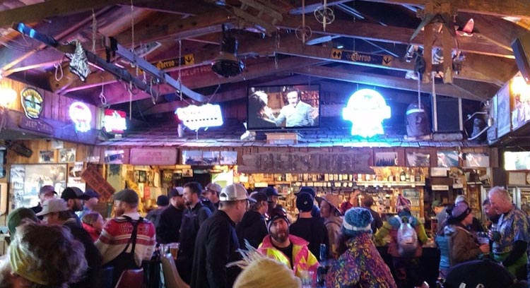 The Local Ski Crowd enjoying the Bierstube bar after skiing