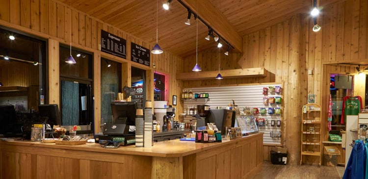 Inside Cedar Tree gift shop at the ice cream and espresso counter