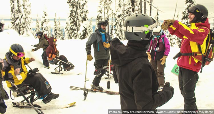 A group of skiers get ready for adventure.