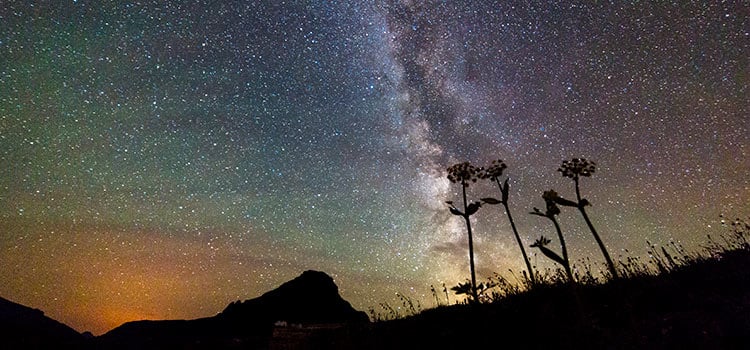 colorful starry night sky with the milky way