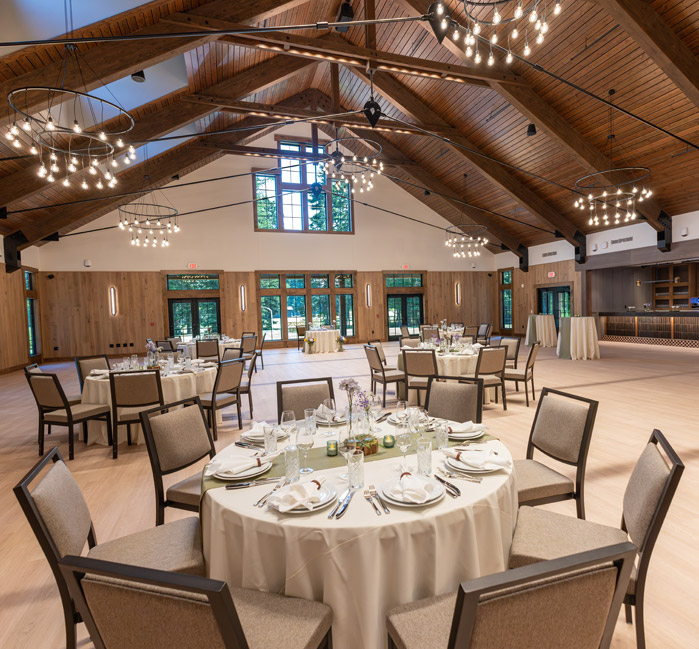 Event table settings inside an event center.