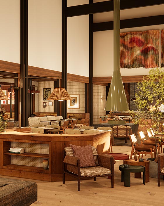 A rendering of the new restaurant at Hotel Whitefish.