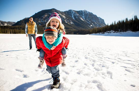 Children playing in winter.