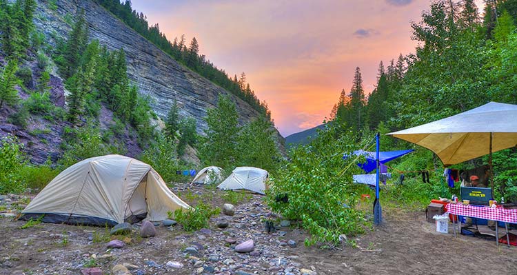 A camp setup on the Great Bear Wilderness trip.