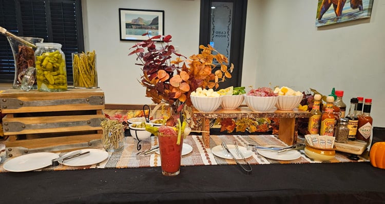 Buffet table at Logan's Bar & Grill