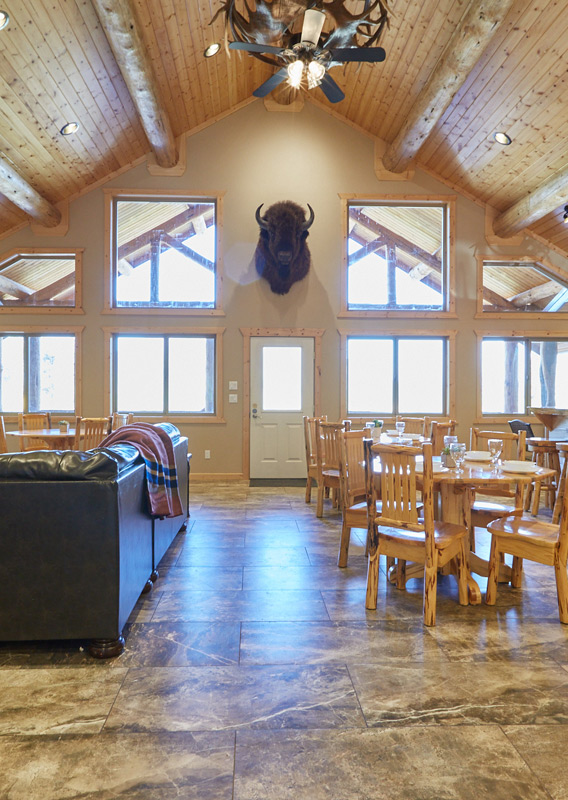 Interior view of the seating room in the cabin