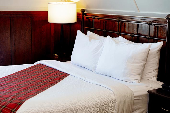 A hotel bed